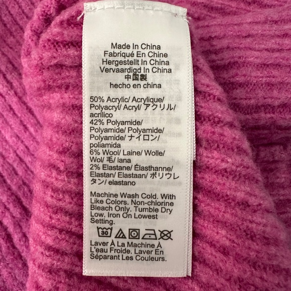 J. Crew Factory Pink Ribbed puff sleeve sweater in extra soft yarn Wool blend M - Picture 11 of 16